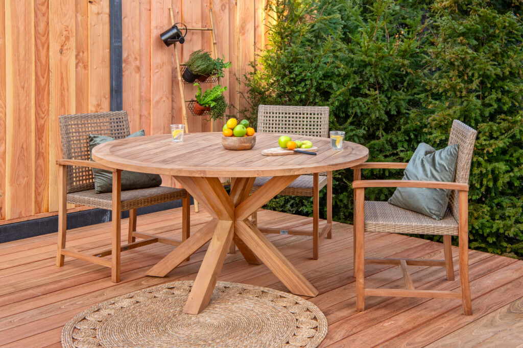 Tuintafel teak rond